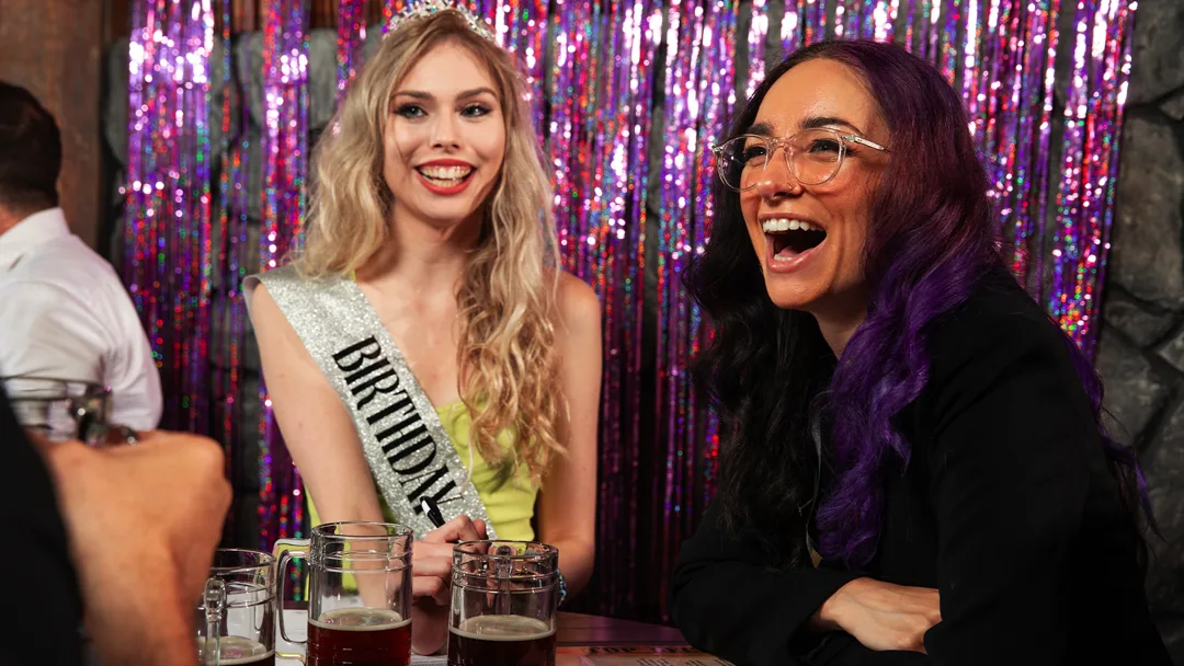 Guests celebrating at a New Jersey murder mystery party